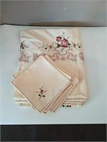 Vintage embroidered tablecloth and napkins