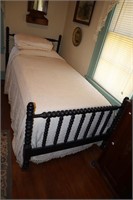 Antique Spindle Twin Bed with Mattress, Box