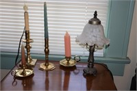 Small Table Lamp, Brass Electric Candle Light,
