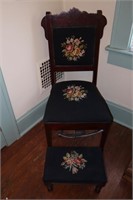 Victorian Chair with Matching Foot Stool