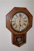 Waterbury Clock Co Oak Encased Wall Clock with