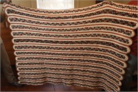 Red and Tan Throw and a Hand Crocheted Brown and