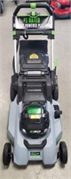 E GO SELF PROPELLED ELECRIRC MOWER, BATTERY, AND