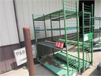 GREEN ROLL AROUND CART WITH ADJUSTABLE SHELVES