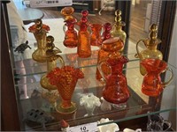 4 Cruets, Miniature Hobnail Vase & Pitcher
