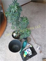 house plant , planter watering can slate piece