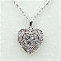Sterling Silver Diamond heart Pendant