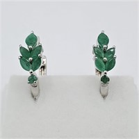 Sterling Silver genuine Emerald Earring