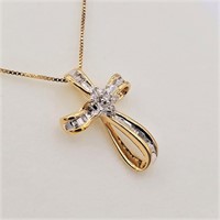Sterling Silver Yellow Gold plated Diamond Cross