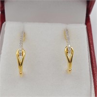 Sterling Silver Y. Gold plated Diamond Earrings