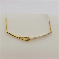 Sterling Silver Y. Gold plated Diamond Necklace