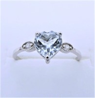 10kt. White Gold  Aquamarine Diamond Ring
