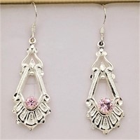 Sterling Silver "Pink Ice" CZ Dangle Earrings