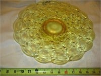 Tiara Yellow Glass Mid Century Pedestal Cake Plate