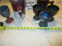Artist Made Stone Ware Pitchers & Goblets