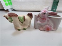 2 Miniature Planters (Bunny =2&5/8" Pony =2&1/8")