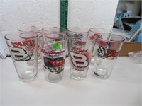 8 Nascar Budweiser Beer Glasses