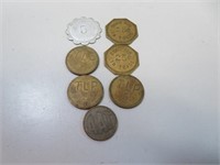 7 Antique Trade Tokens different initials on backs