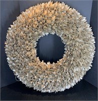 Large 30" Gold Wreath, Shaved Wood Look