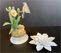 Boehm Hummingbird/Cactus & Porcelain Lily