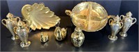 Grouping Gold Overlay Porcelain Decor/Serving