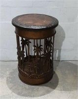Metal Side Table with Palm Accents K11B