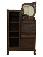 Antique wood side-by-side secretary bookcase