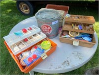 Old Pal Minnow Bucket & Tackle Boxes Full