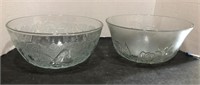 Glass Serving Bowls. 

10 wide, 4 1/2 tall