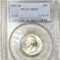 1947-D Washington Silver Quarter PCGS - MS65