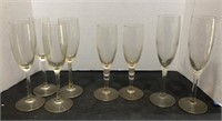 Assorted champagne flutes 8 in total