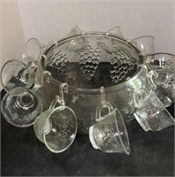 Punch Bowl set (Grape design)
 11 cups 
1 bowl