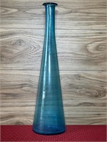 Large vintage decorative blue glass vase 19.5"