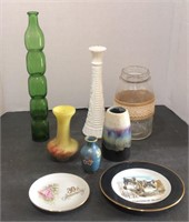 Assorted Vases, anniversary plate, wolf plate