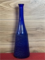 Vintage 70s Cobalt Blue Art Glass Bottle