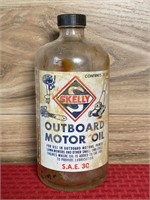 Skelly outboard motor oil 28 ounce glass bottle