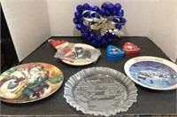 Christmas Items- plates, cheese plate, bell