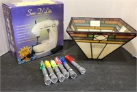 Sew D Lite sewing machine, lamp shade, Pen