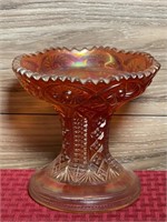 Carnival glass candy bowl 5" tall