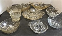 Assorted Glass Dishes- Juicer, Candy