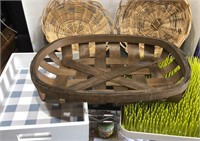 Assorted Baskets, wood Tray &Drying rack