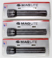 10" Mag-Lite 2-Cell D Flashlights X3