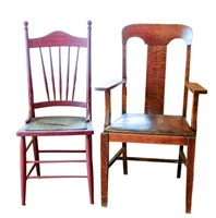 Vintage Quarter Sawn Oak Arm Chair & Side Chair