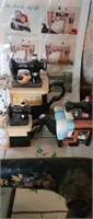 Group of 3 sewing machine teapots. Various sizes