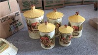 Sears Roebuck cottage ware. 4 canisters with lids