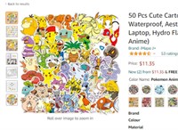 50 Pcs Cute Cartoon Pokemon Anime Sticker