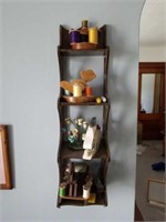 Wall shelf with sewing items. 27 in