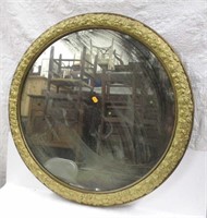 Round Gold Framed wall mirror, glass issue