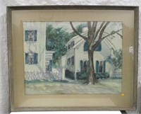 Water Color, house scene, signed, Elizabeth Taft