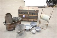 Vintage Trunk, Copper Boiler w/Lid, Ash Can,